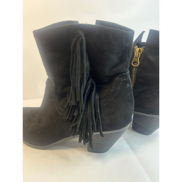 SAM EDELMAN Louie Ankle Boot Black Suede Western Fringe, Zip, Women's Size 9.5 - Picture 11 of 12